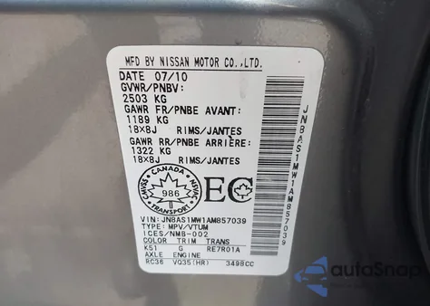 2010 Infiniti Fx35 from USA, damaged, VIN JN8AS1MW1AM857039